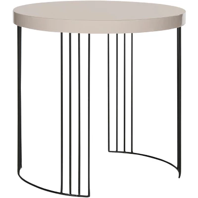 Kelly Mid Century Scandinavian Lacquer Side Table - Taupe/Black - Safavieh - Image 2
