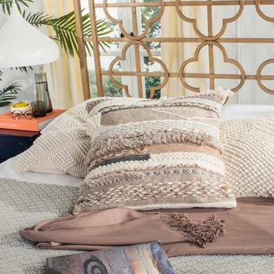 Demna Pillow - Beige/Grey - 20" X 20" - Safavieh