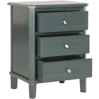 Joe End Table With Storage Drawers- Dark Teal - Safavieh - Image 2