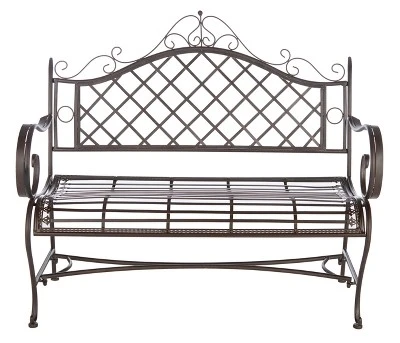 Abner Wrought Iron 45.75 Inch W Outdoor Garden Bench - Safavieh - Image 9