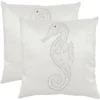 Smooching Seahorse Pillow (Set Of 2) - Pearlescent - 18" X 18" - Safavieh