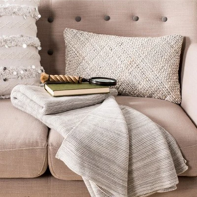 Loveable Knit Throw Blanket - Light Grey/Natural - 50" X 60" - Safavieh