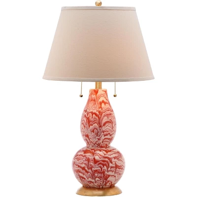 Color Swirls Glass Table Lamp (Set Of 2) - Orange/White - Safavieh