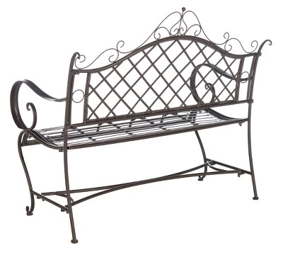 Abner Wrought Iron 45.75 Inch W Outdoor Garden Bench - Safavieh - Image 5