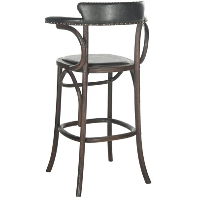 Kenny Bar Stool Brass Nail Heads - Antique Black - Safavieh - Image 3