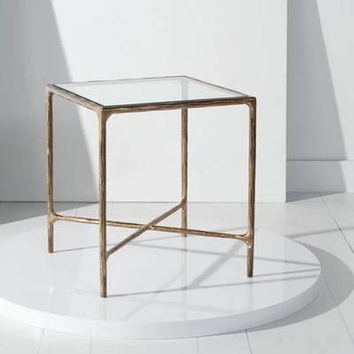 Jessa Forged Metal Square End Table - Brass - Safavieh - Image 2