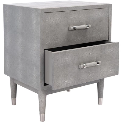 Jodie Faux Shagreen Nightstand - Grey/Silver - Safavieh - Image 4