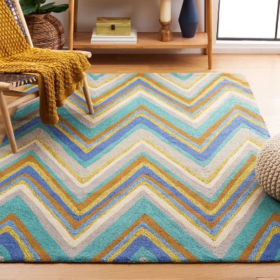 Blue/Multi Stripes Hooked Accent Rug - (2'3"x3'9") - Safavieh