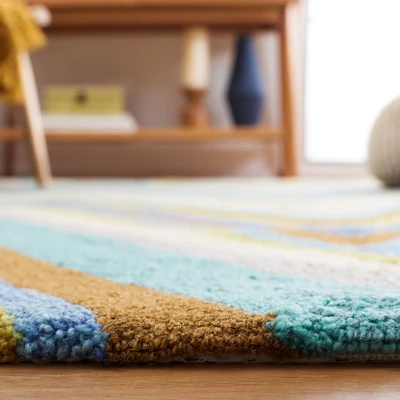 Blue/Multi Stripes Hooked Accent Rug - (2'3"x3'9") - Safavieh - Image 2