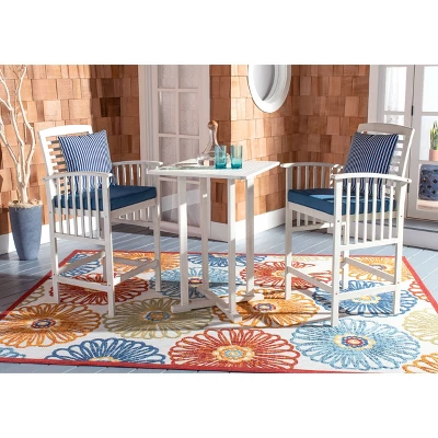 Pate 3pc Bistro Set - White/Navy - Safavieh