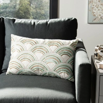 Kadri Pillow - Beige/Teal/Gold - 12" X 20" - Safavieh