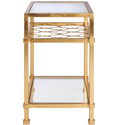 Hanzel Gold Leaf Glass Side Table - Gold - Safavieh - Image 4