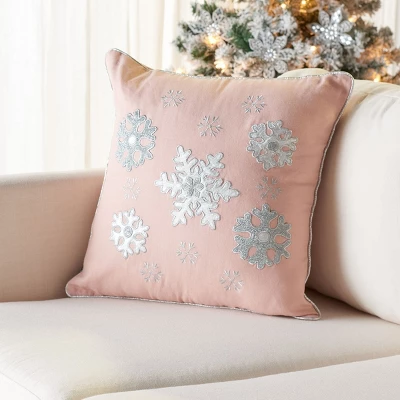 Sunderland Snowflake Pillow - Blush Pink - 18"x18" - Safavieh - Image 2