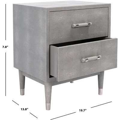 Jodie Faux Shagreen Nightstand - Grey/Silver - Safavieh - Image 6