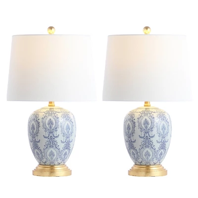 Set Of 2 Kalel Table Lamps Blue/White (Includes LED Light Bulb) - Safavieh - Image 2