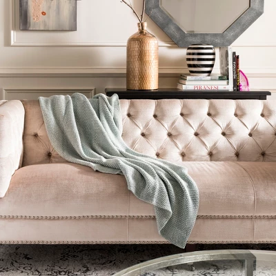 Liliana Knit Throw Blanket - Dull Blue/Natural - 50" X 60" - Safavieh