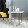 Kelly Mid Century Scandinavian Lacquer Side Table - Taupe/Black - Safavieh