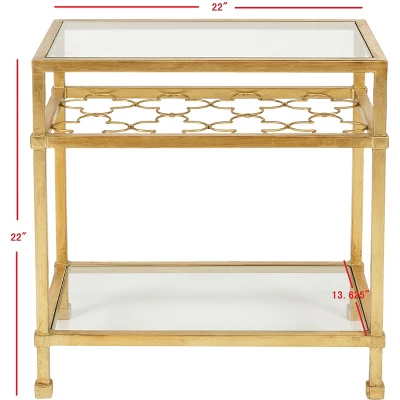 Hanzel Gold Leaf Glass Side Table - Gold - Safavieh - Image 6