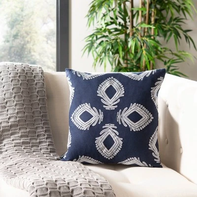 Blossom Pillow - Navy/Periwinkle - 16" X 16" - Safavieh