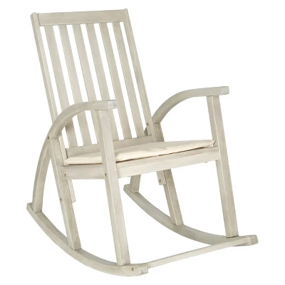 Lugano Wood Patio Rocking Chair - White - Safavieh