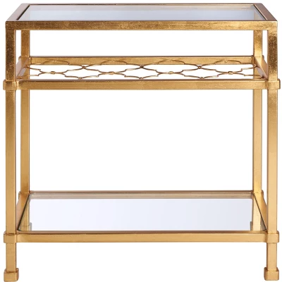 Hanzel Gold Leaf Glass Side Table - Gold - Safavieh - Image 7