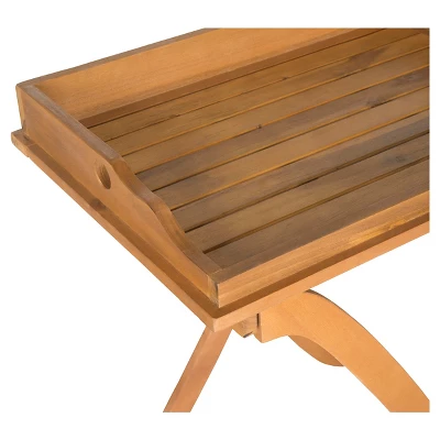 Covina Tray Table - Brown - Safavieh - Image 2