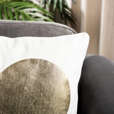 Heart Of Gold Pillow - White/Beige - 16" X 16" - Safavieh - Image 2