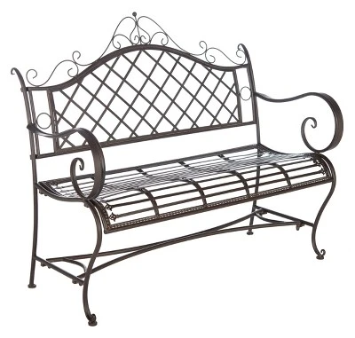 Abner Wrought Iron 45.75 Inch W Outdoor Garden Bench - Safavieh - Image 2