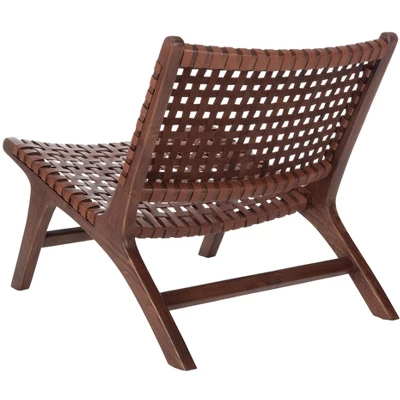 Luna Leather Woven Accent Chair - Safavieh - Image 5