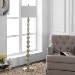 Cace Floor Lamp - Nickel/Ivory - Safavieh