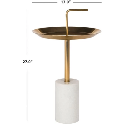 Apollo Round Brass Top Side Table - Brass/Marble - Safavieh - Image 2