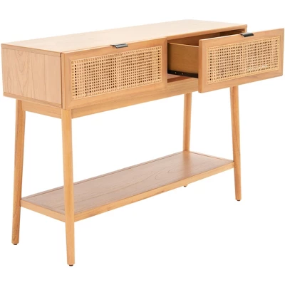 Baisley 2 Drawer Rattan Console Table - Natural - Safavieh - Image 3