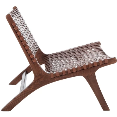 Luna Leather Woven Accent Chair - Safavieh - Image 3