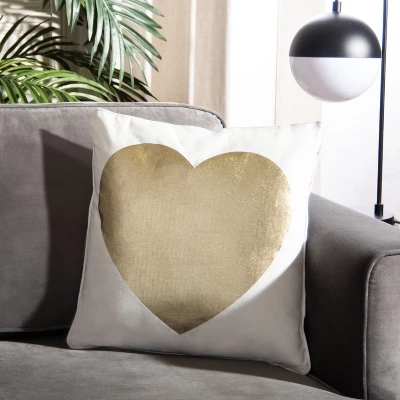 Heart Of Gold Pillow - White/Beige - 16" X 16" - Safavieh