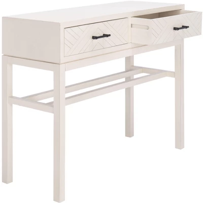Ajana 2 Drawer Console - Distressed White W/Distressed White Drawer - Safavieh - Image 3