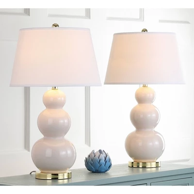 Set Of 2 Pamela Triple Gourd Lamp (Includes LED Light Bulb) Light Gray - Safavieh - Image 3