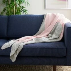 Elowen Throw Blanket - Grey/Pink - 50" X 60" - Safavieh