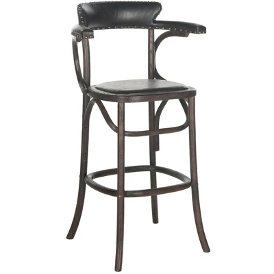 Kenny Bar Stool Brass Nail Heads - Antique Black - Safavieh - Image 2