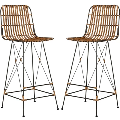 Minerva Wicker Bar Stool (Set Of 2) - Safavieh - Image 10