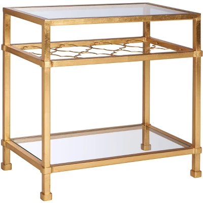 Hanzel Gold Leaf Glass Side Table - Gold - Safavieh - Image 3