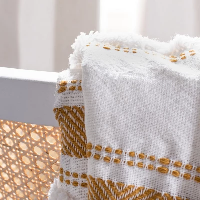 Polli Throw Blanket - Mustard Yellow/Beige - 50" X 60" - Safavieh - Image 2