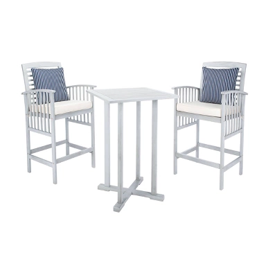 Pate 3pc Bistro Set - Gray/Beige/Navy - Safavieh - Image 6