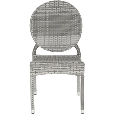 Valdez Indoor Outdoor French Bistro Stacking Side Chair (Set Of 2) - Grey - Safavieh - Image 2