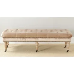 Barney Tufted Bench W/ Brass Nail Heads - Safavieh