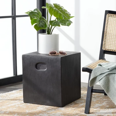 Cube Indoor/Outdoor Modern Concrete Accent Table - Black - Safavieh