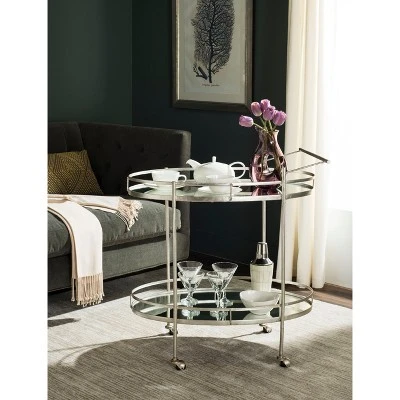 Dante Bar Cart - Silver/Mirror - Safavieh