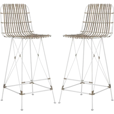 Minerva Wicker Bar Stool (Set Of 2) - Safavieh - Image 11