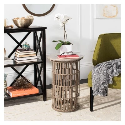 Fane Modern Concrete Round Side Table - Dark Gray - Safavieh - Image 2