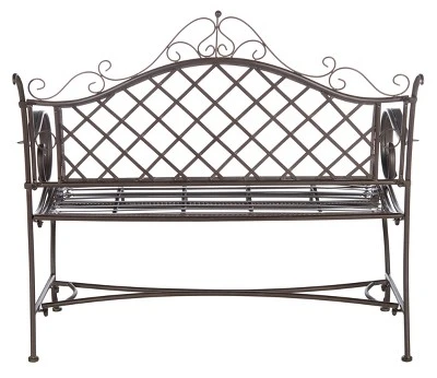 Abner Wrought Iron 45.75 Inch W Outdoor Garden Bench - Safavieh - Image 4
