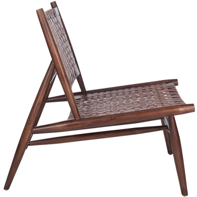 Soleil Leather Woven Accent Chair - Safavieh - Image 3